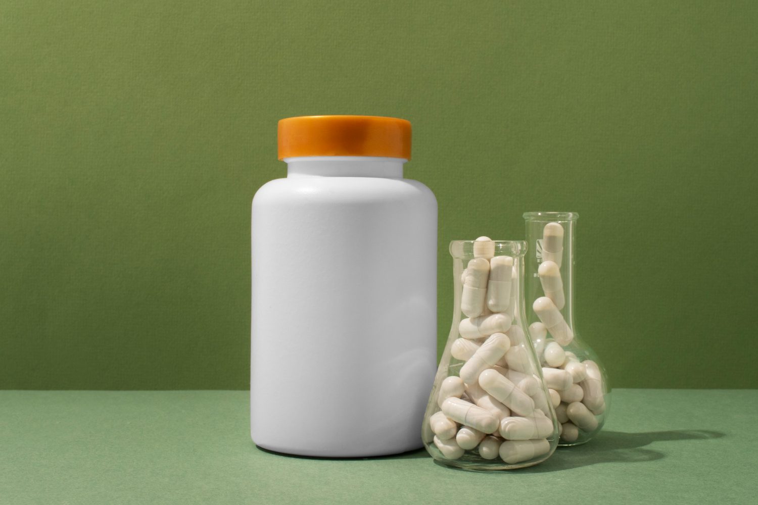 Brain booster pills container still life<br />
